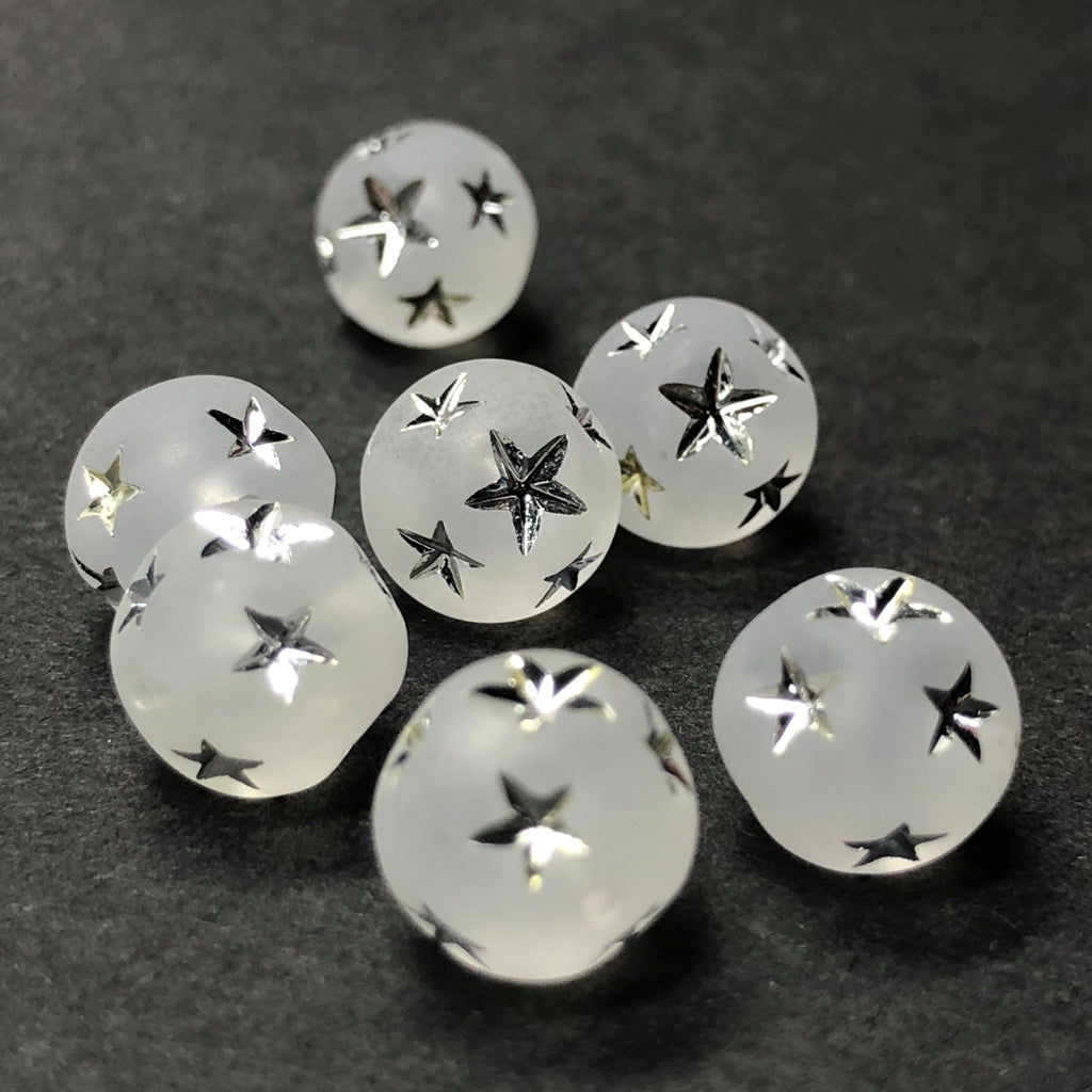 8MM Crystal Mat-Silver Star Acrylic Bead (36 pieces)