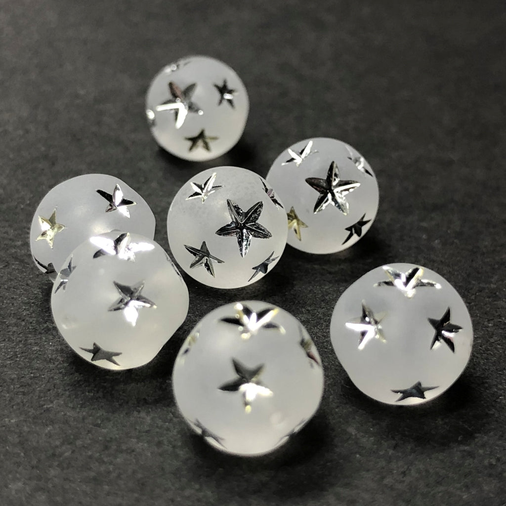 10MM Crystal Mat-Silver Star Acrylic Bead (36 pieces)