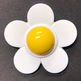 53MM White-Yellow Daisy Acrylic Cab (12 pieces)