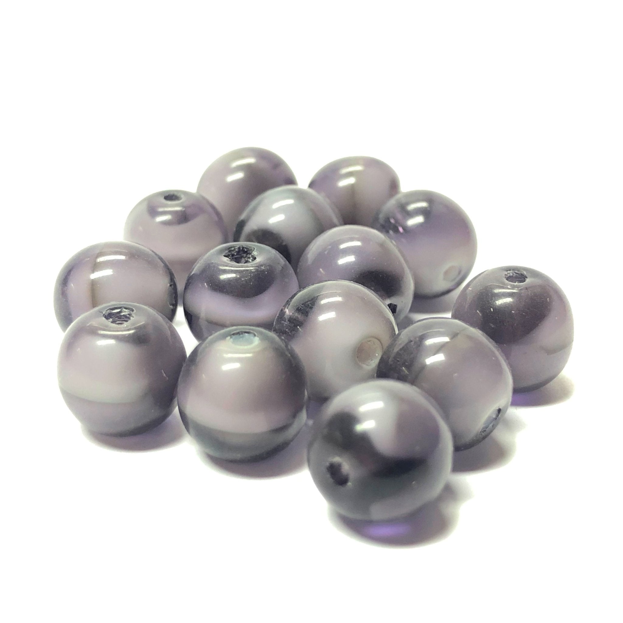 8MM Amethyst Givre Glass Bead (72 pieces)