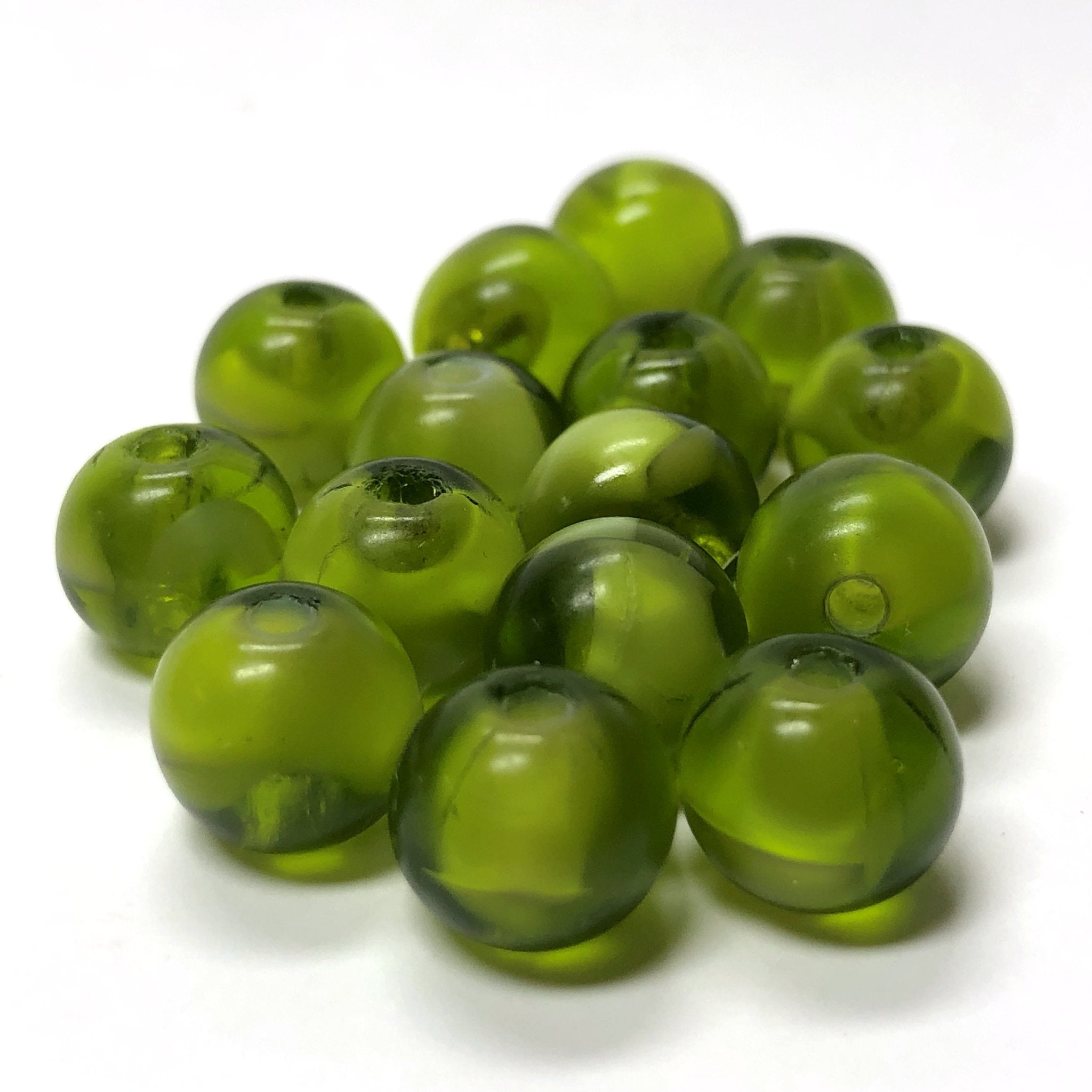 10MM Olive Green Givre Glass Bead (36 pieces)