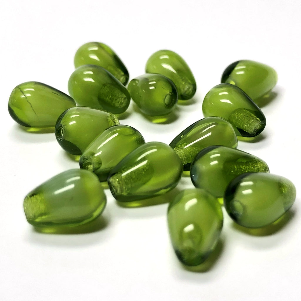 6X9MM Olive Green Givre Glass Pear Bead (72 pieces)