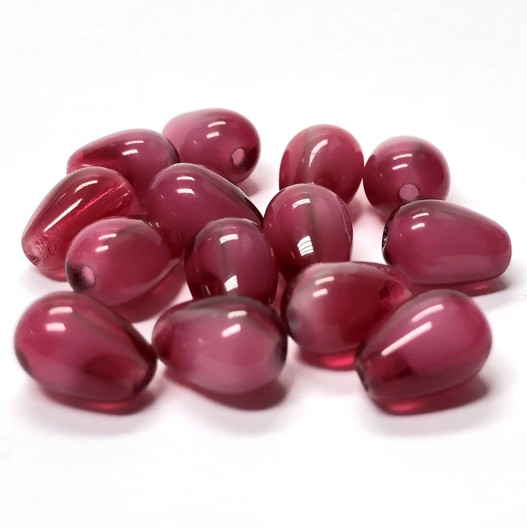 6X9MM Ruby Red Givre Glass Pear Bead (72 pieces)