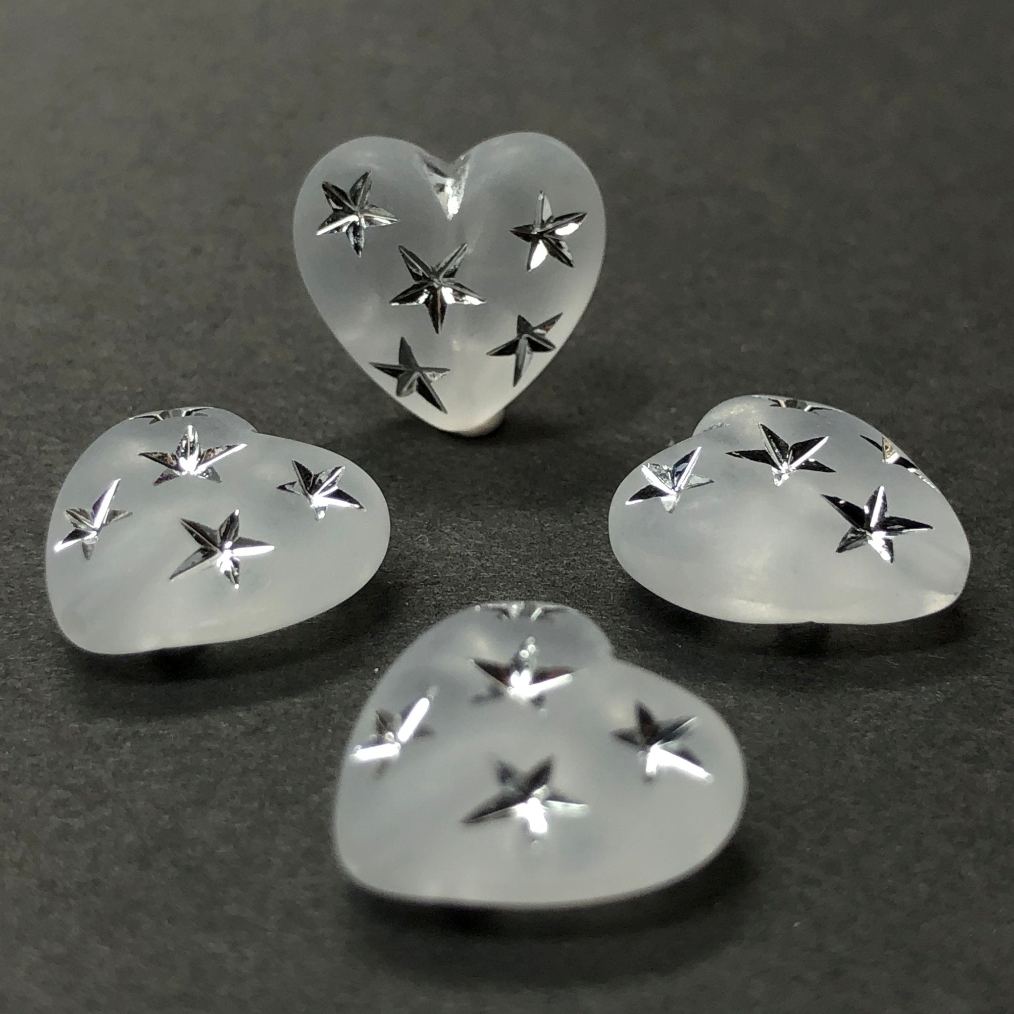 10MM Crystal Mat Acrylic -Silver Star Heart Bead (24 pieces