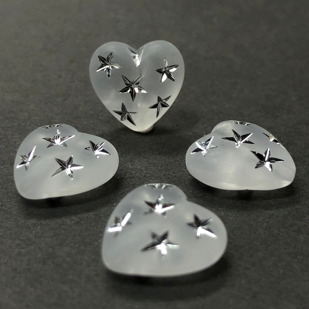 14MM Crystal Mat Acrylic -Silver Star Heart Bead (24 pieces)