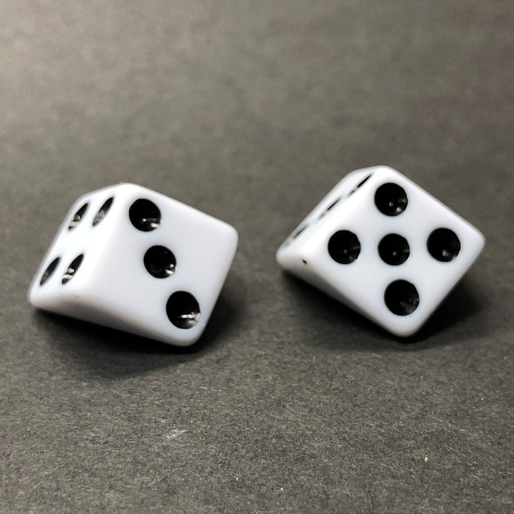 20MM White With Black Dots Dice Acrylic Cab (36 pieces)