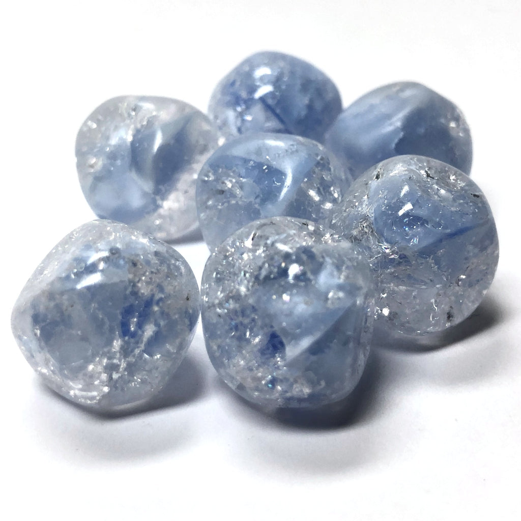 17MM Blue Crackle Glass Nugget Bead (12 pieces)