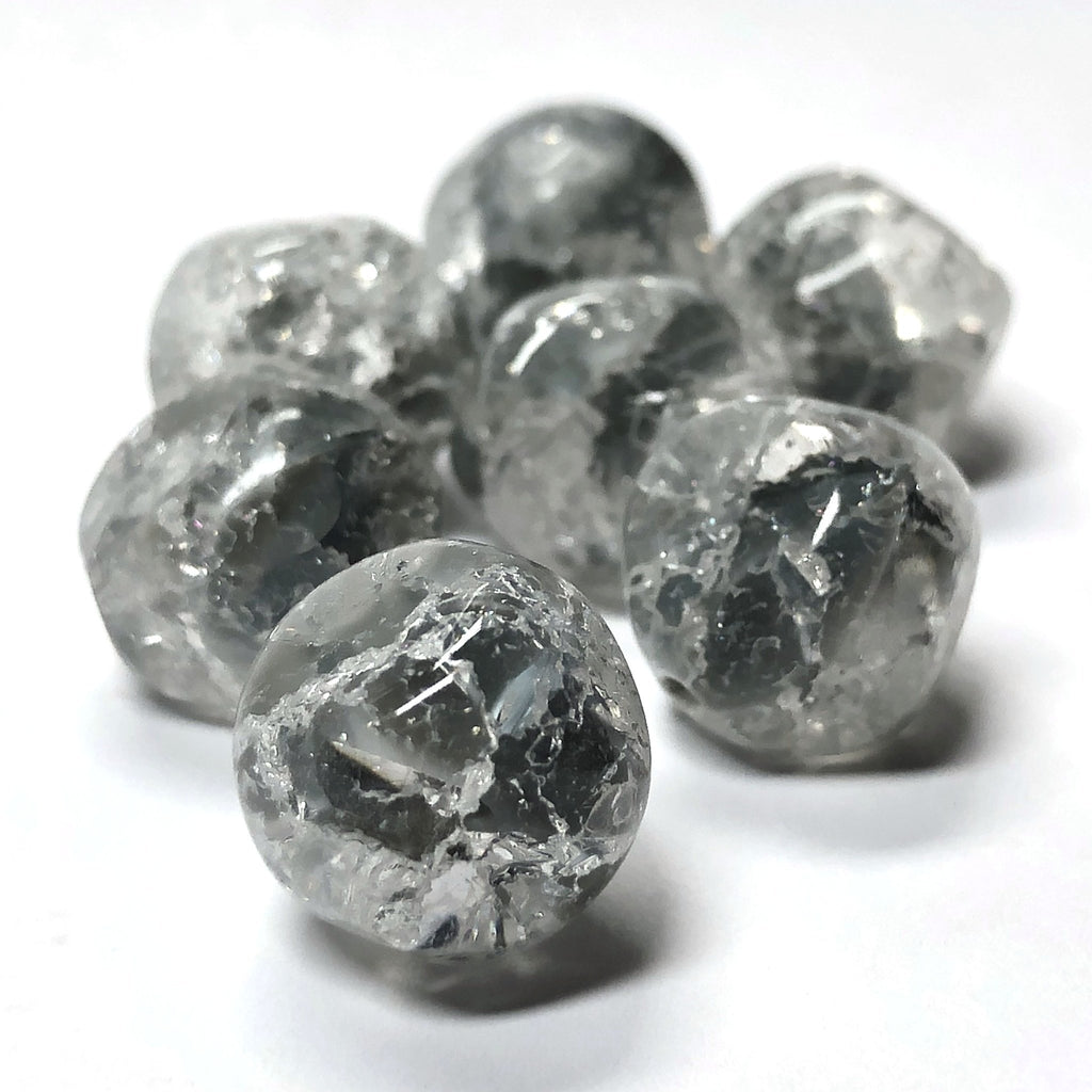 10MM Grey Crackle Glass Nugget Bead (36 pieces)