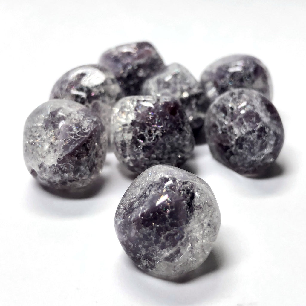 17MM Lilac Crackle Glass Nugget Bead (12 pieces)