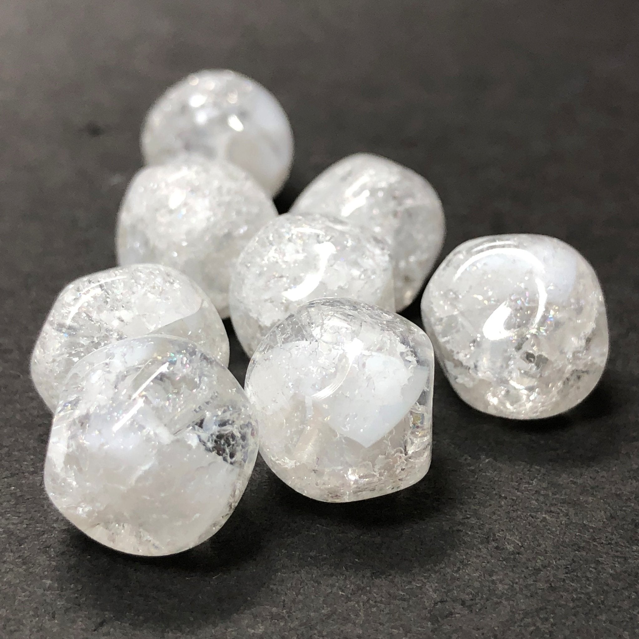 14MM White Crackle Glass Nugget Bead (12 pieces)