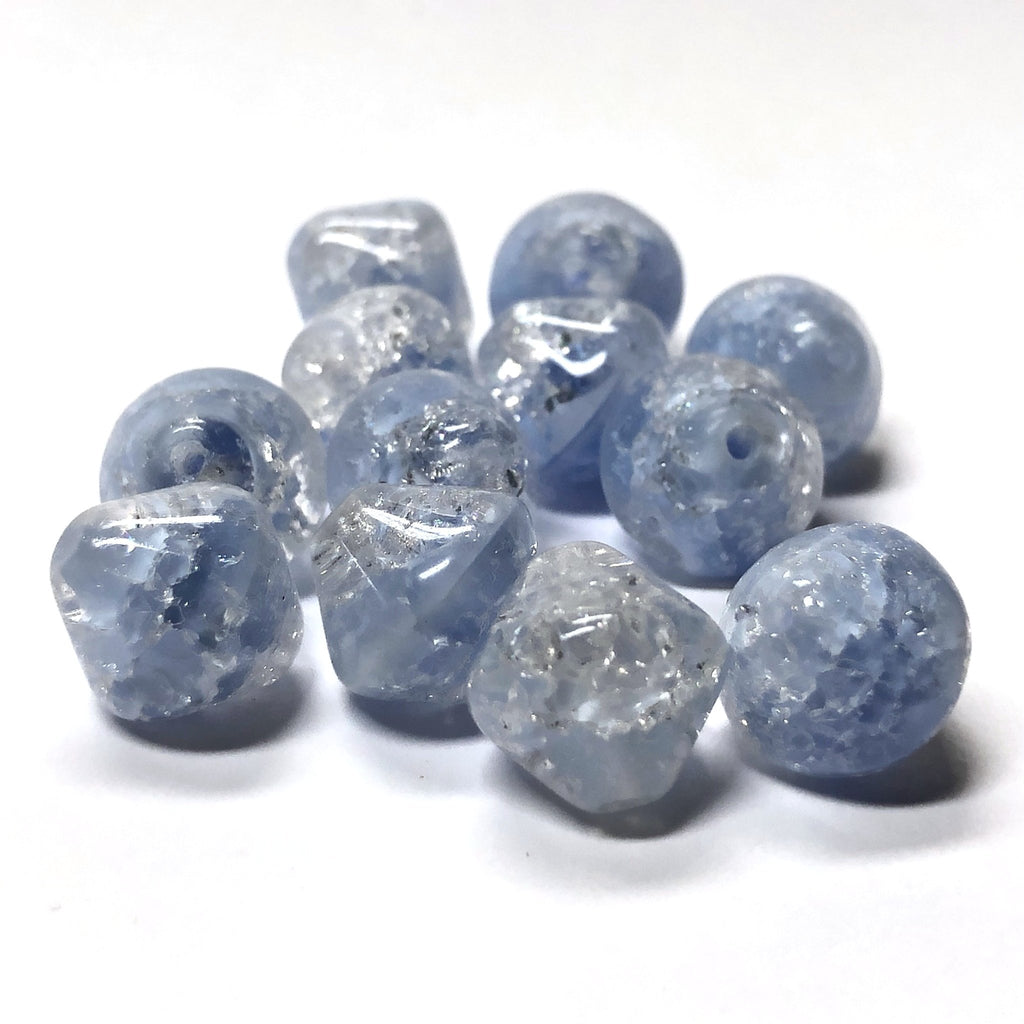 11MM Blue Crackle Glass Diamond Bead (24 pieces)