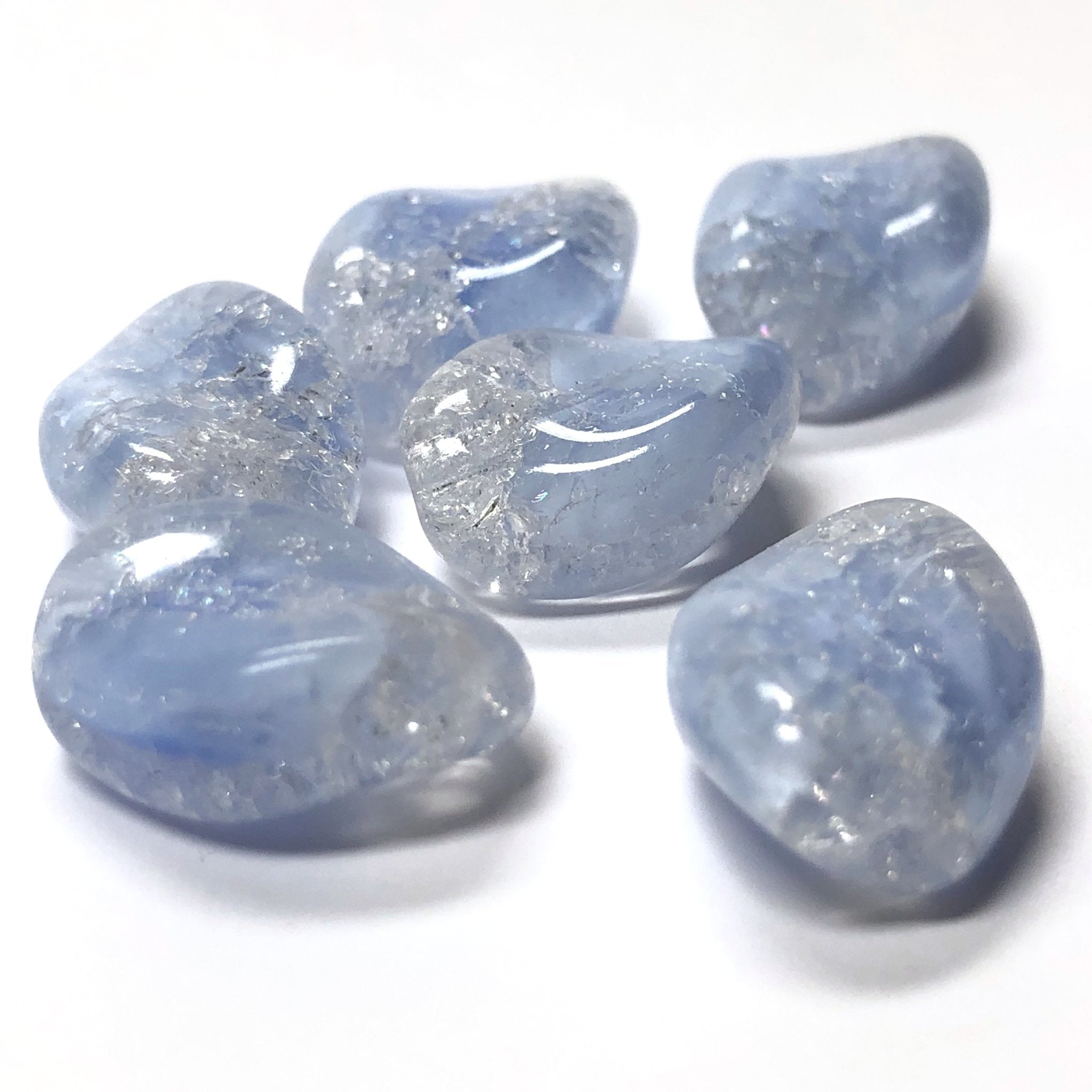 17X13MM Blue Crackle Glass Bead (12 pieces)