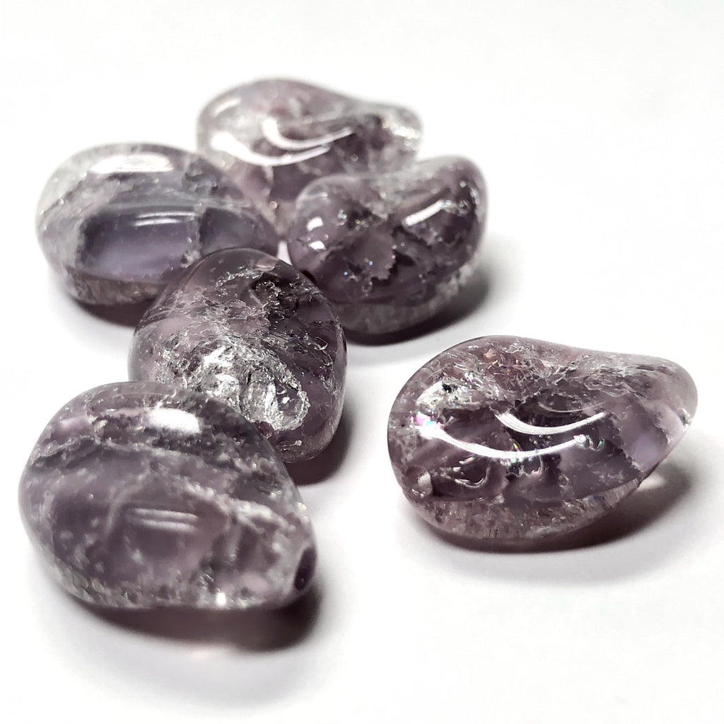 17X13MM Lilac Crackle Glass Bead (12 pieces)