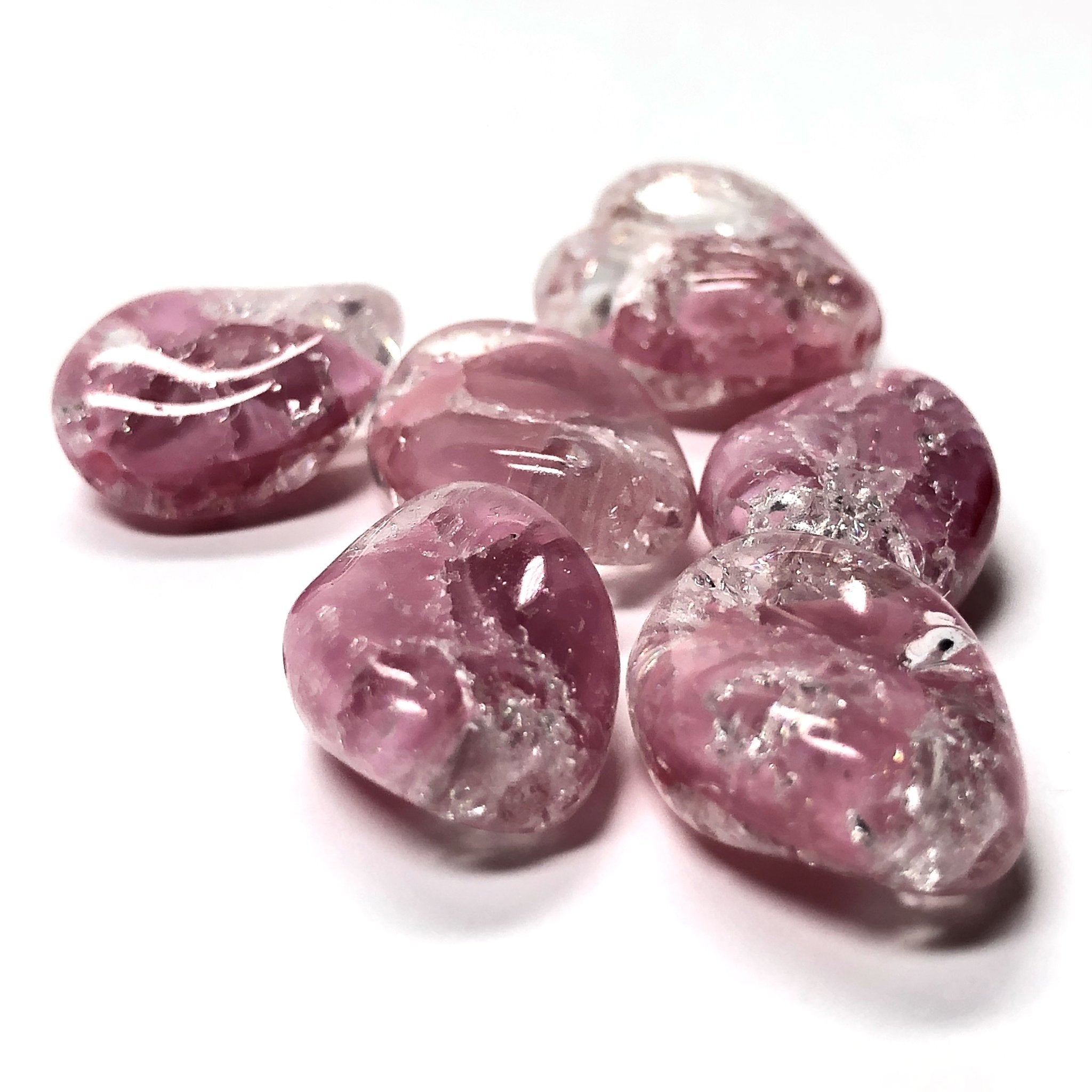 17X13MM Pink Crackle Glass Bead (12 pieces)