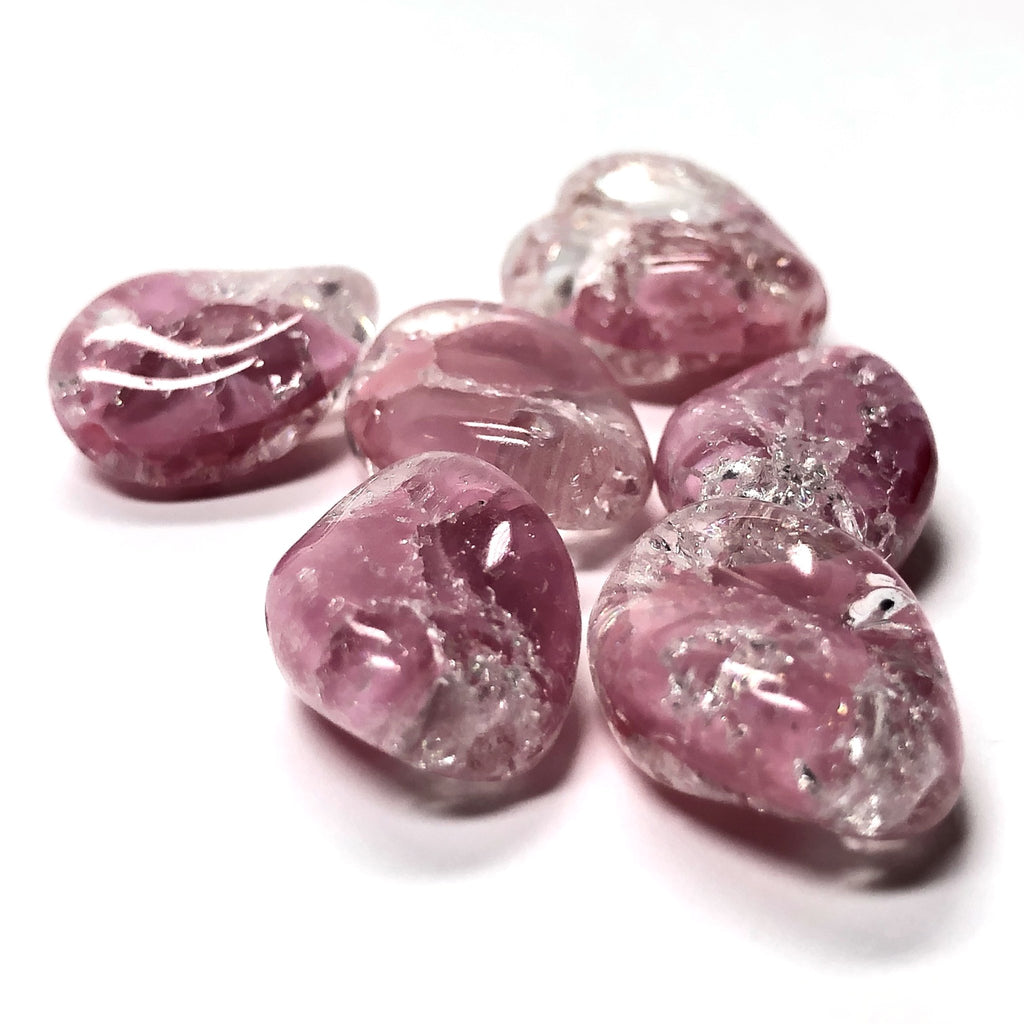 15X11MM Pink Crackle Glass Bead (12 pieces)