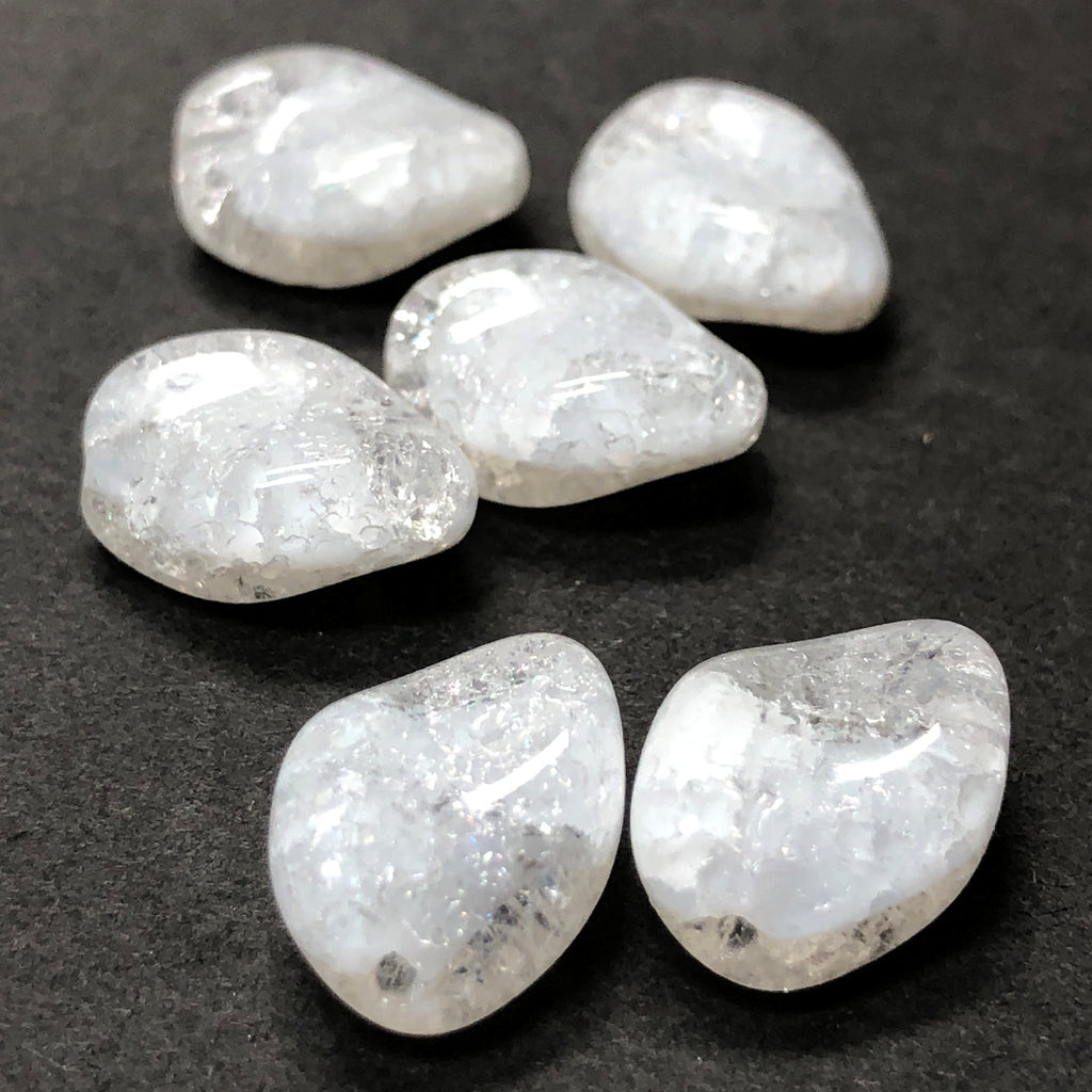 15X11MM White Crackle Glass Bead (12 pieces)