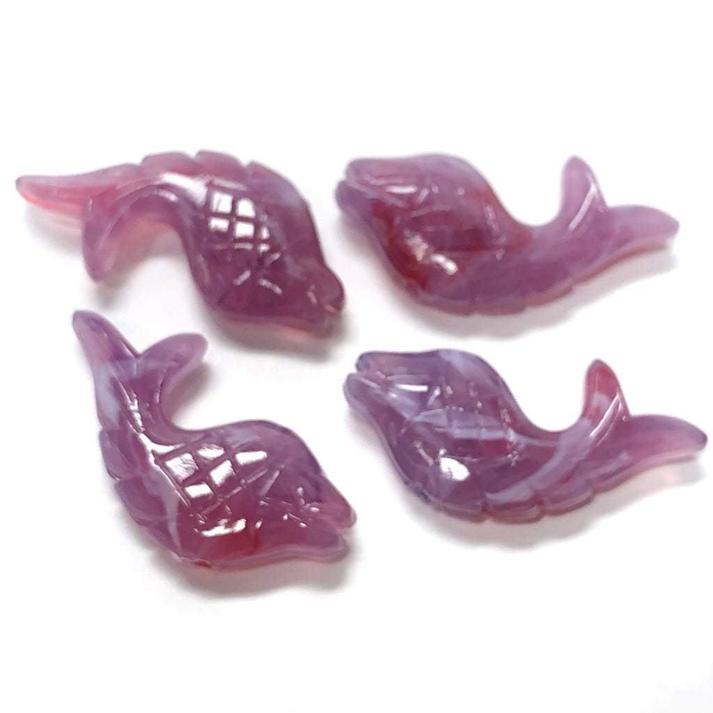 30X14MM Lilac "Stone" Fish Acrylic Bead (36 pieces)