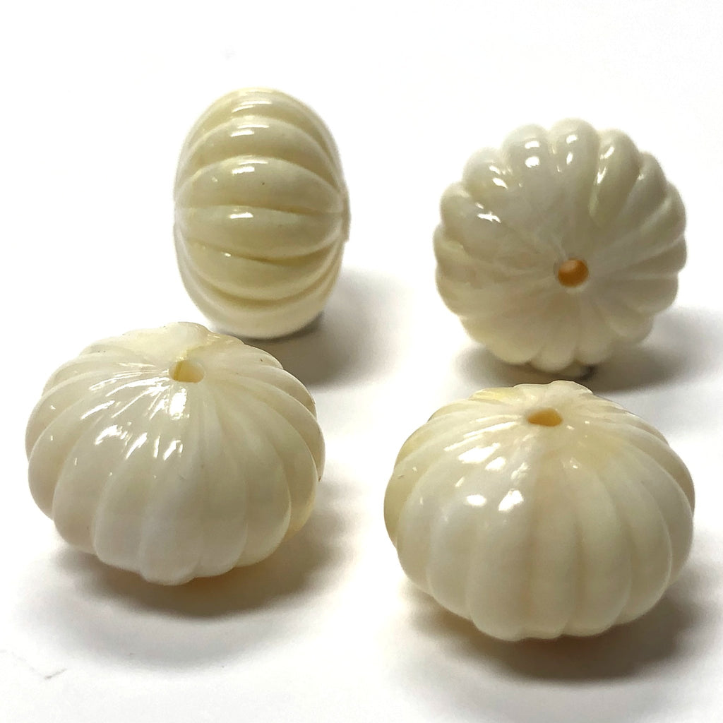 9X7MM "Ivorine" Fluted Rondel Acrylic Bead (72 pieces)