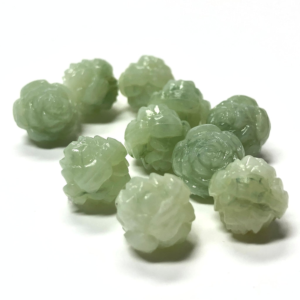 8MM Light Jade Green "Agate" Rosebud Acrylic Bead (72 pieces)