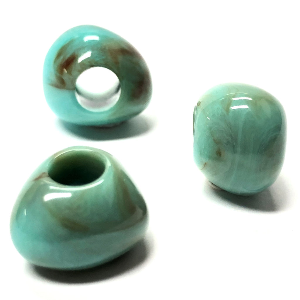 16X12MM Turquoise Matrix Acrylic Nugget Bead With 6MM Hole (36 pieces)