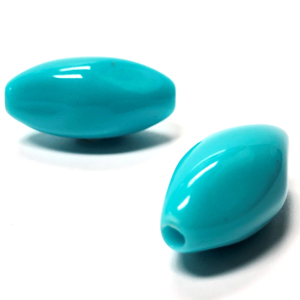 24X12MM Blue Turquoise Acrylic Baroque Oval Large 2.5mm Hole Bead (24 pieces)