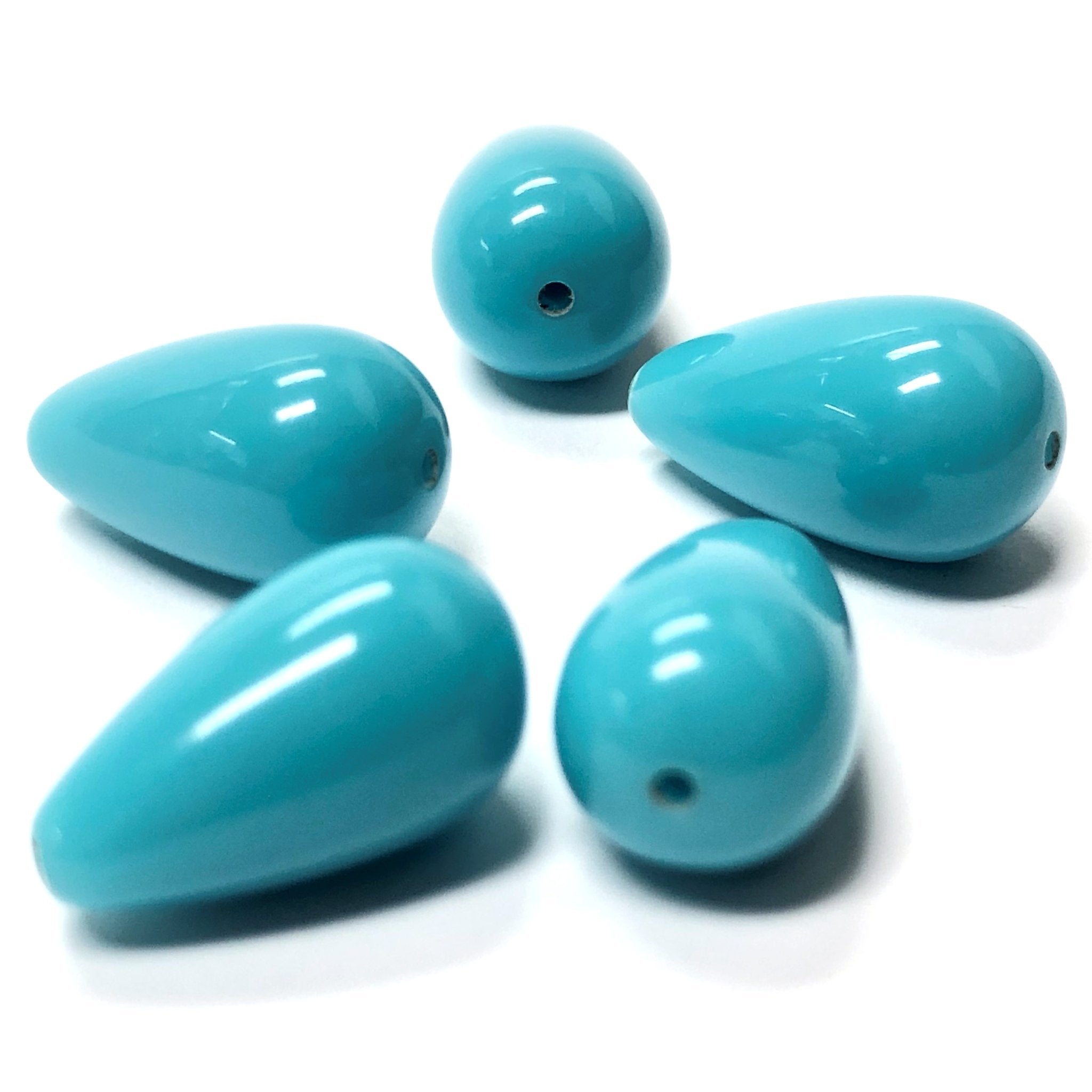 8X14MM Blue Turquoise Acrylic Pear Beads (36 pieces)