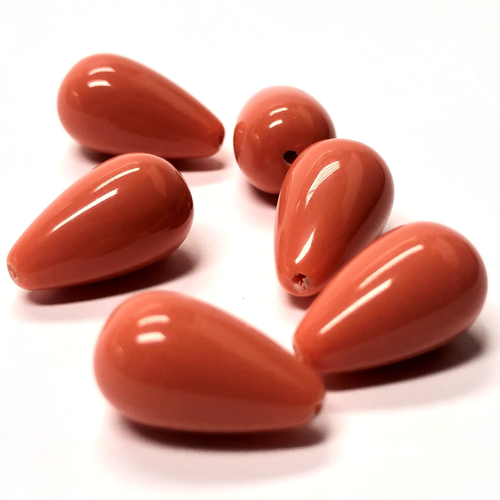 8X14MM Coral Acrylic Pear Beads (24 pieces)