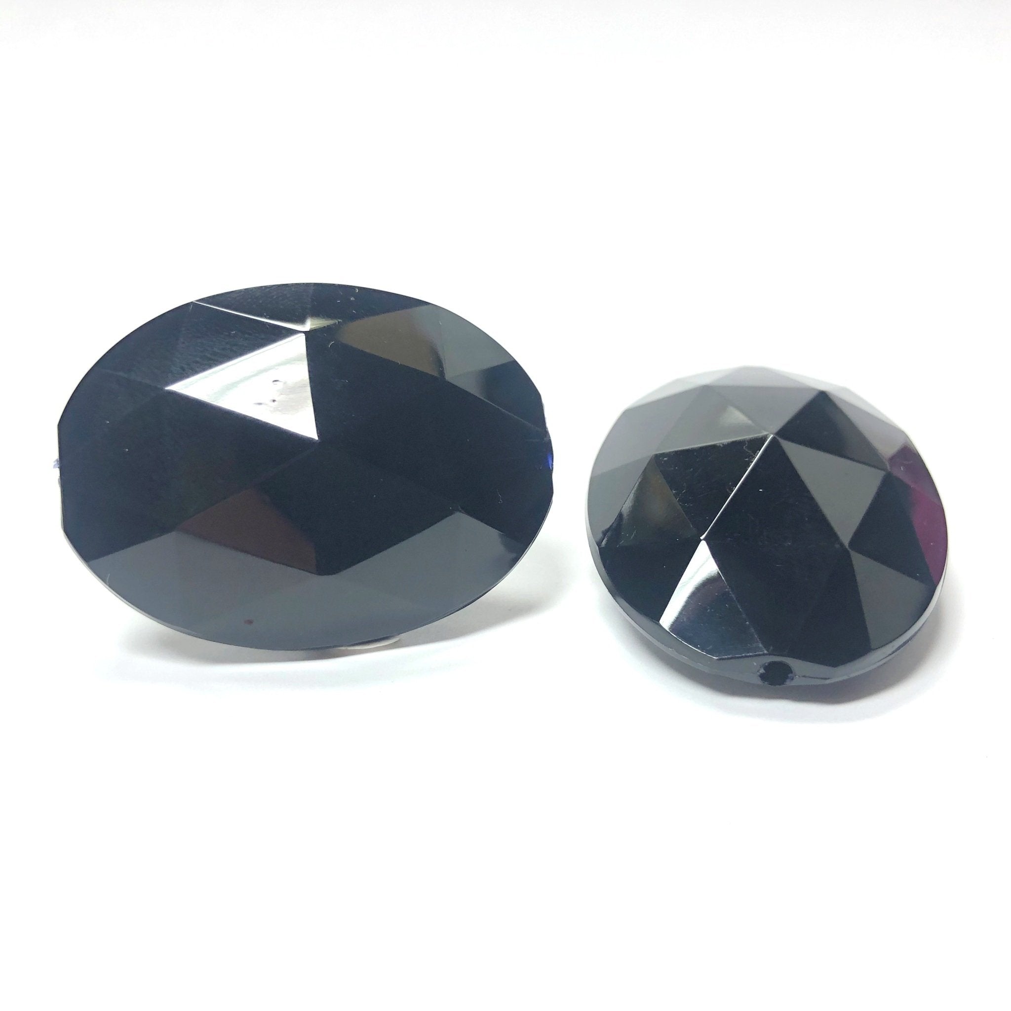 38X29MM Black Faceted Oval Acrylic Bead (6 pieces)