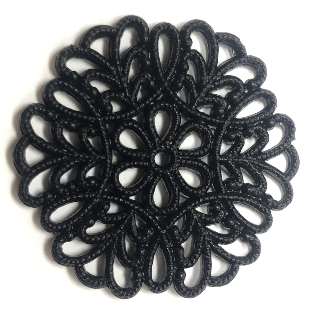 30MM Black Filigree Plastic Disc (36 pieces)