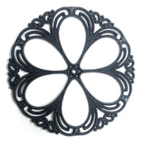 55MM Black Filigree Plastic Disc (24 pieces)