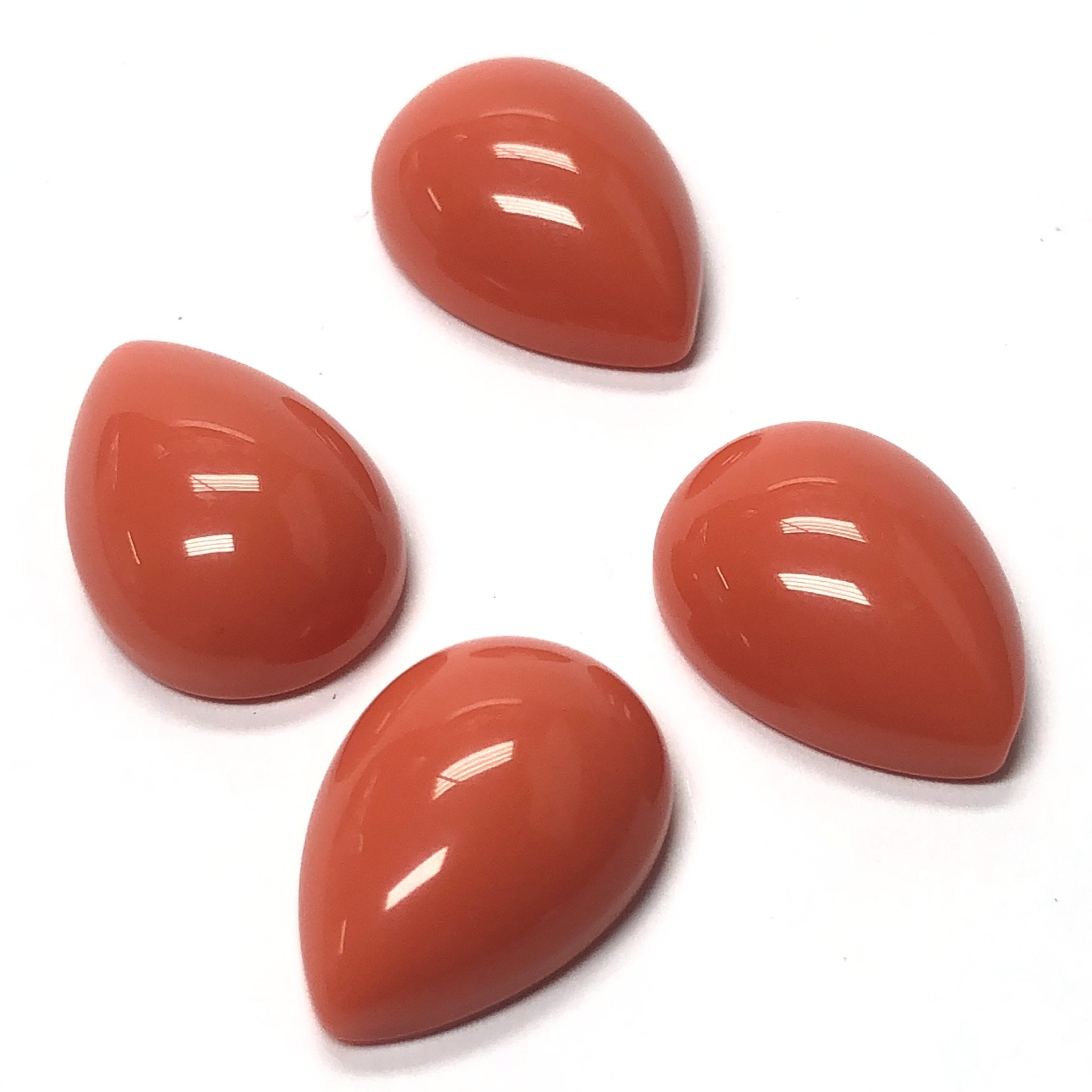 14X10MM Opaque Coral Pear Acrylic Cab (72 pieces)