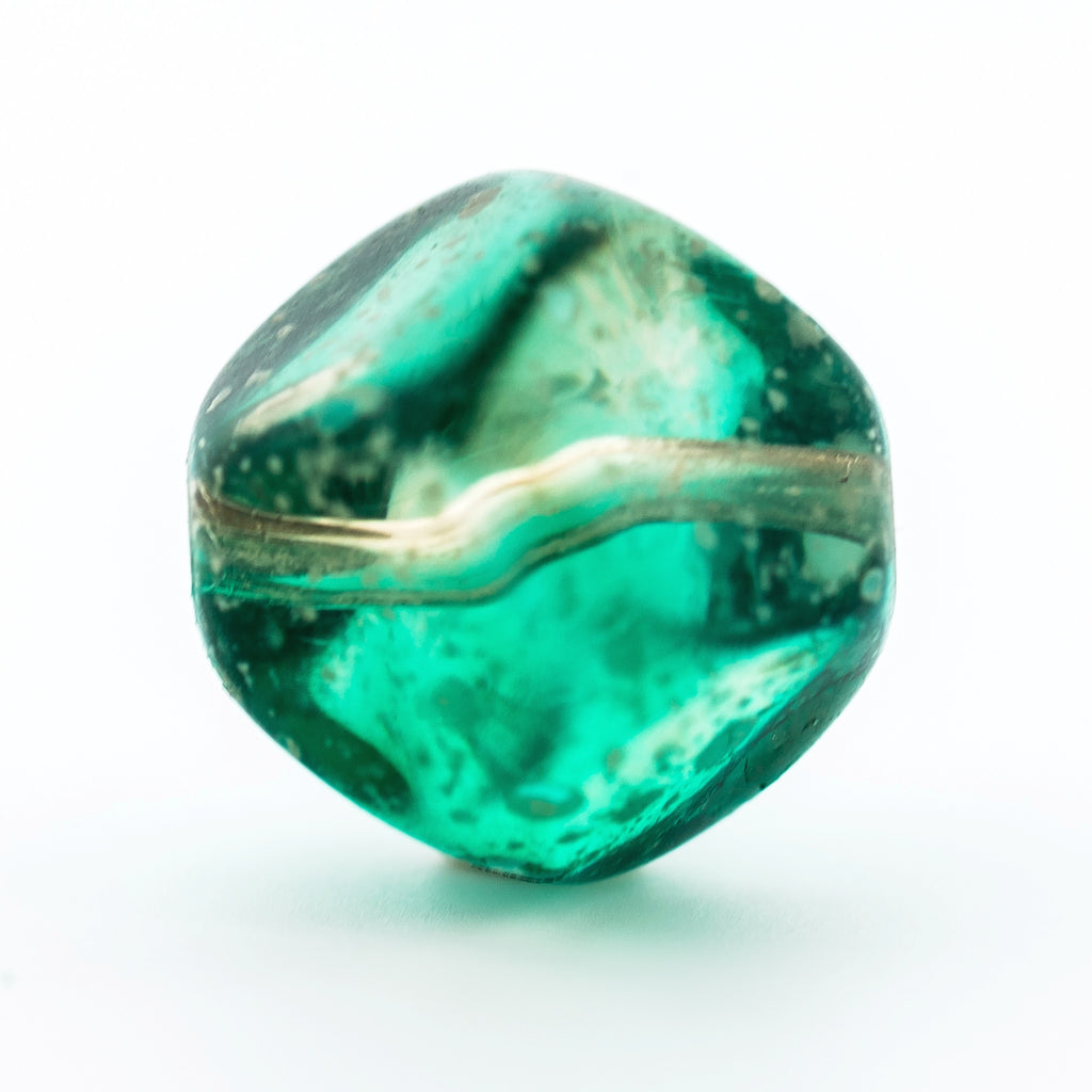 12MM Emerald Green/Grey Baroque Glass Bead (36 pieces)