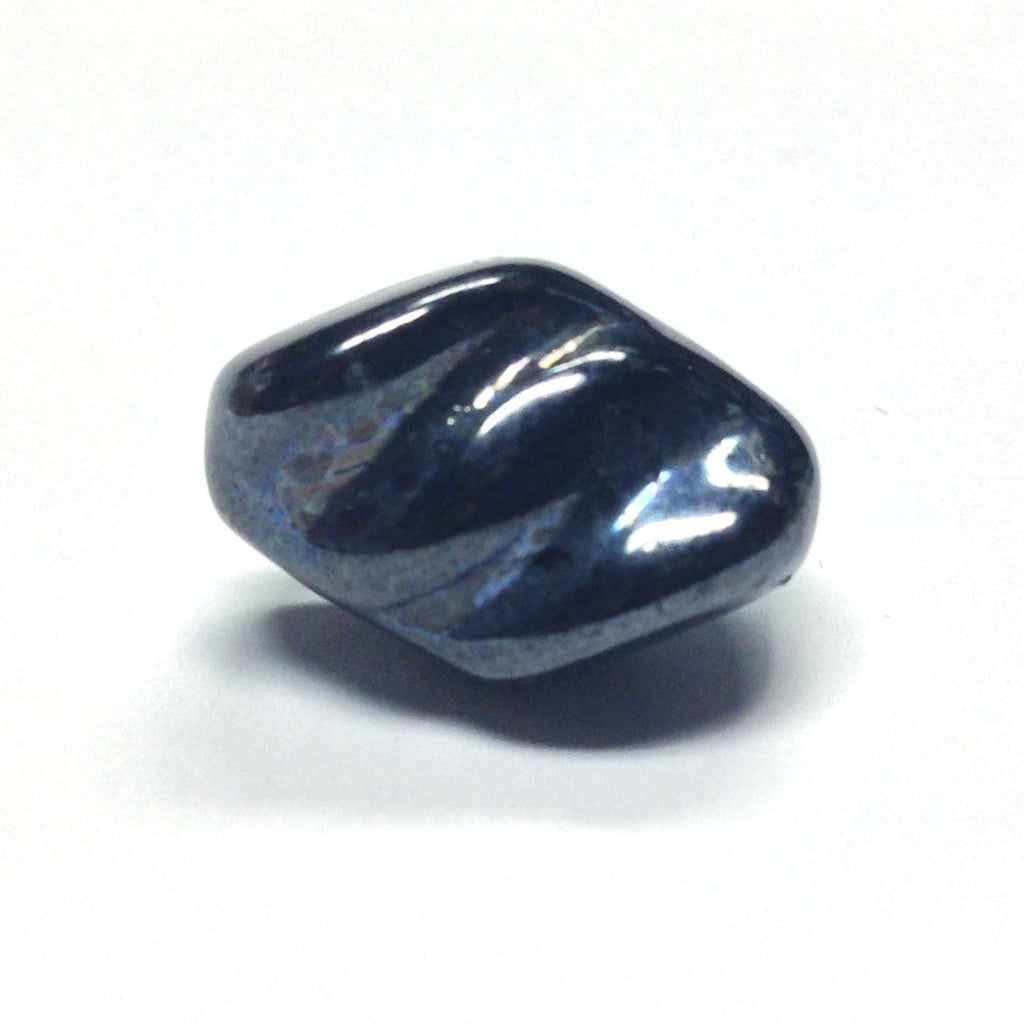 18X12MM Gunmetal Twist Glass Bead (24 pieces)