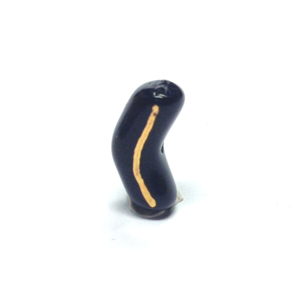 Black/Gold Glass Interlock Bead (36 pieces)