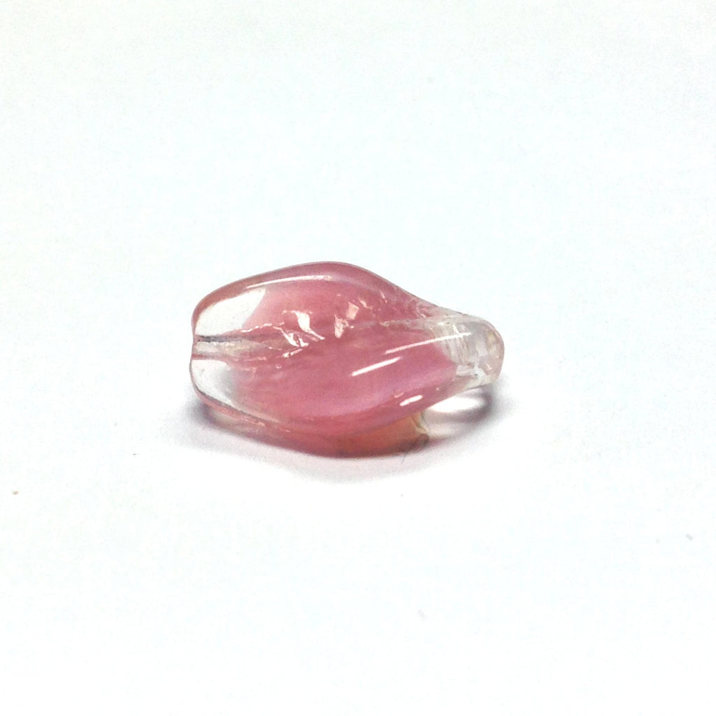 13X8MM Pink Givre Glass Twist Bead (72 pieces)