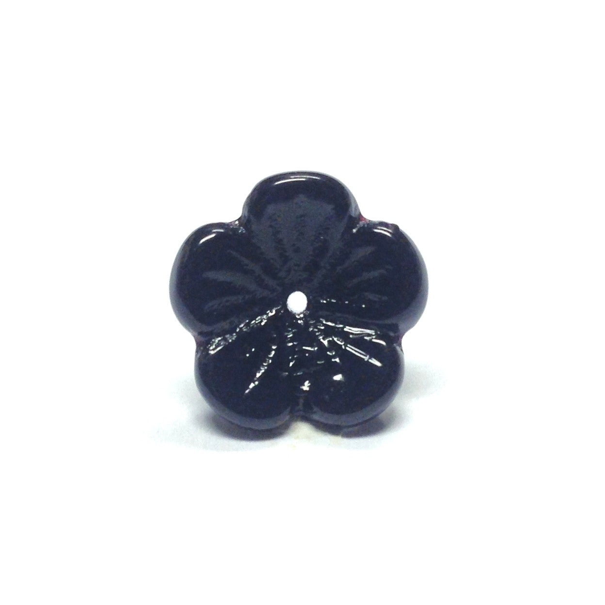 13MM Black Glass Flower Cap (100 pieces)