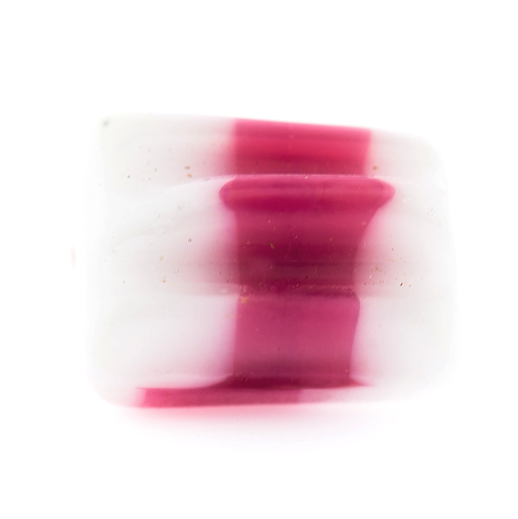 10X12MM Pink/White Glass Ridged Tube Bead (36 pieces)