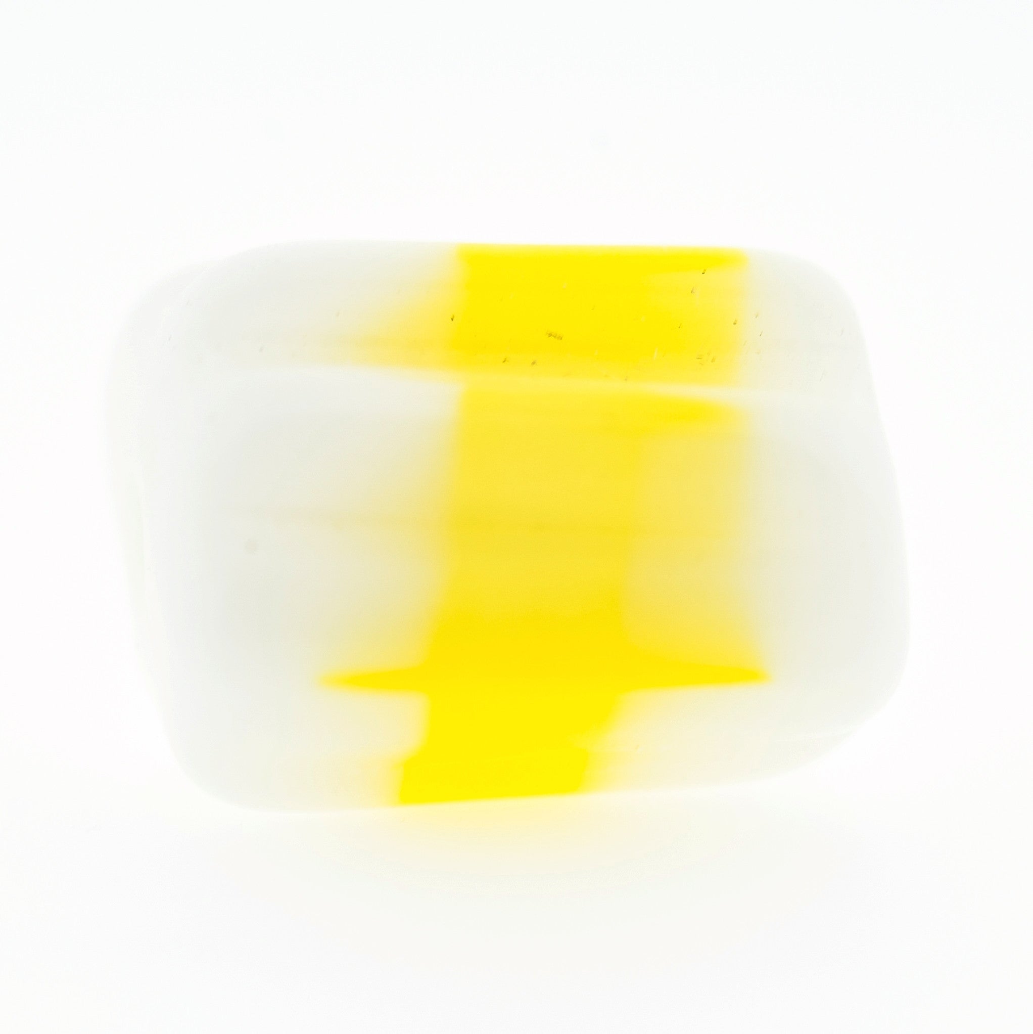 8X10MM Yellow/White Glass Ridged Tube Bead (72 pieces)
