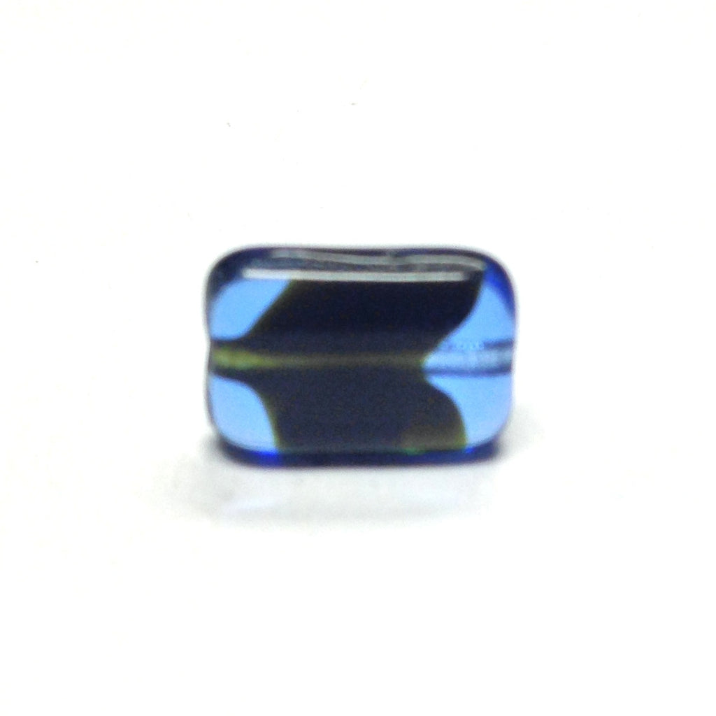 11X8MM Sapphire Blue /Black Flat Rectangle Bead (72 pieces)