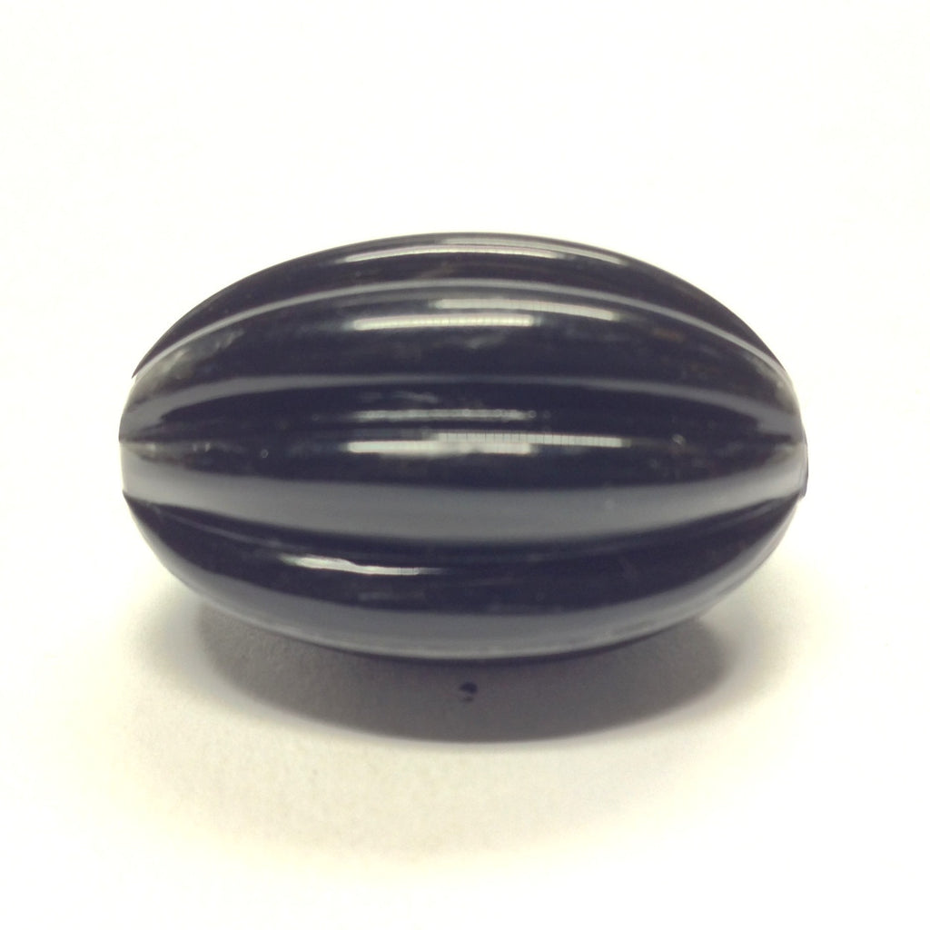 20X14MM Black Fluted Oval Bead (36 pieces)