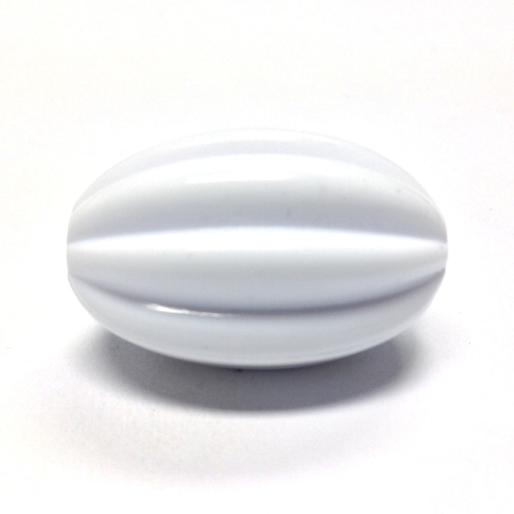 26X16MM White Fluted Oval Bead (24 pieces)