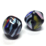 12MM Black/Multicolor Glass Nugget Bead (24 pieces)