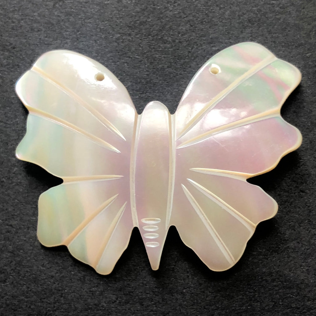 45X35MM Engraved Mother Of Pearl Butterfly Drop (3 pieces)