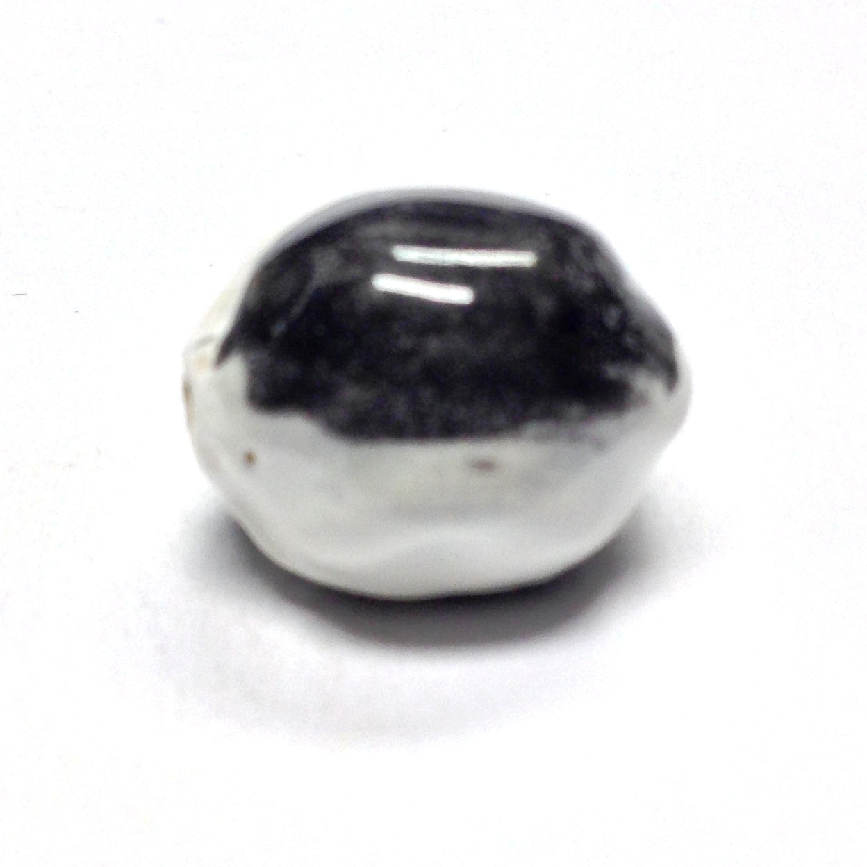 15MM Black/White Ceramic Oval Bead (36 pieces)