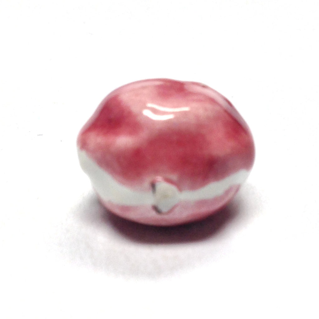 15MM Pink/White Ceramic Oval Bead (36 pieces)