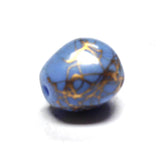 13X12MM Blue/Gold Fancy Glass Bead (36 pieces)