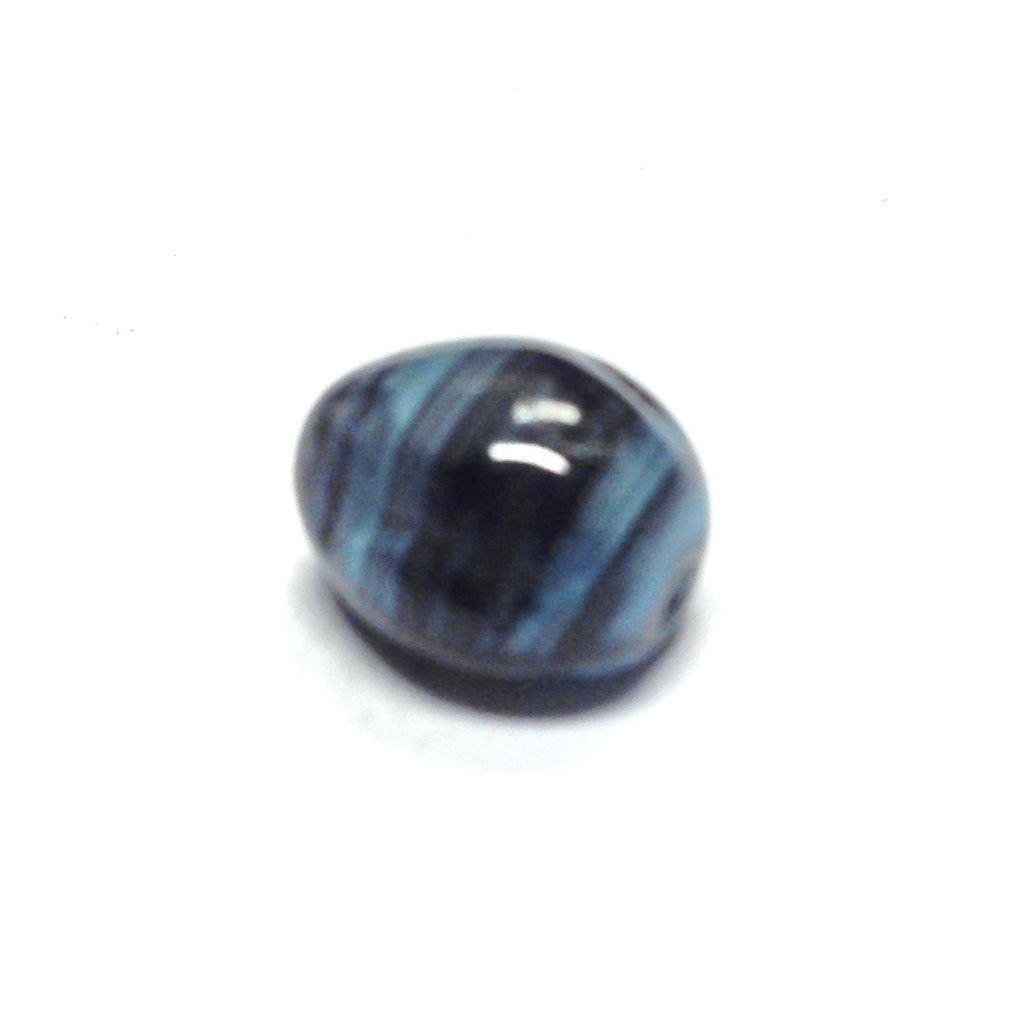 10X9MM Blue/Blk Fancy Glass Bead. (36 pieces)
