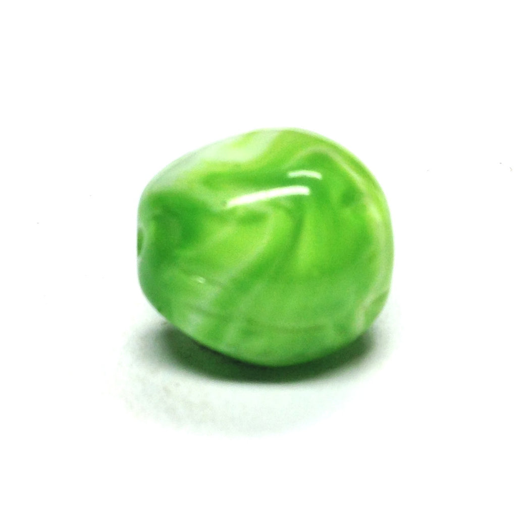 13X12MM Green/Wht Fancy Glass Bead (36 pieces)
