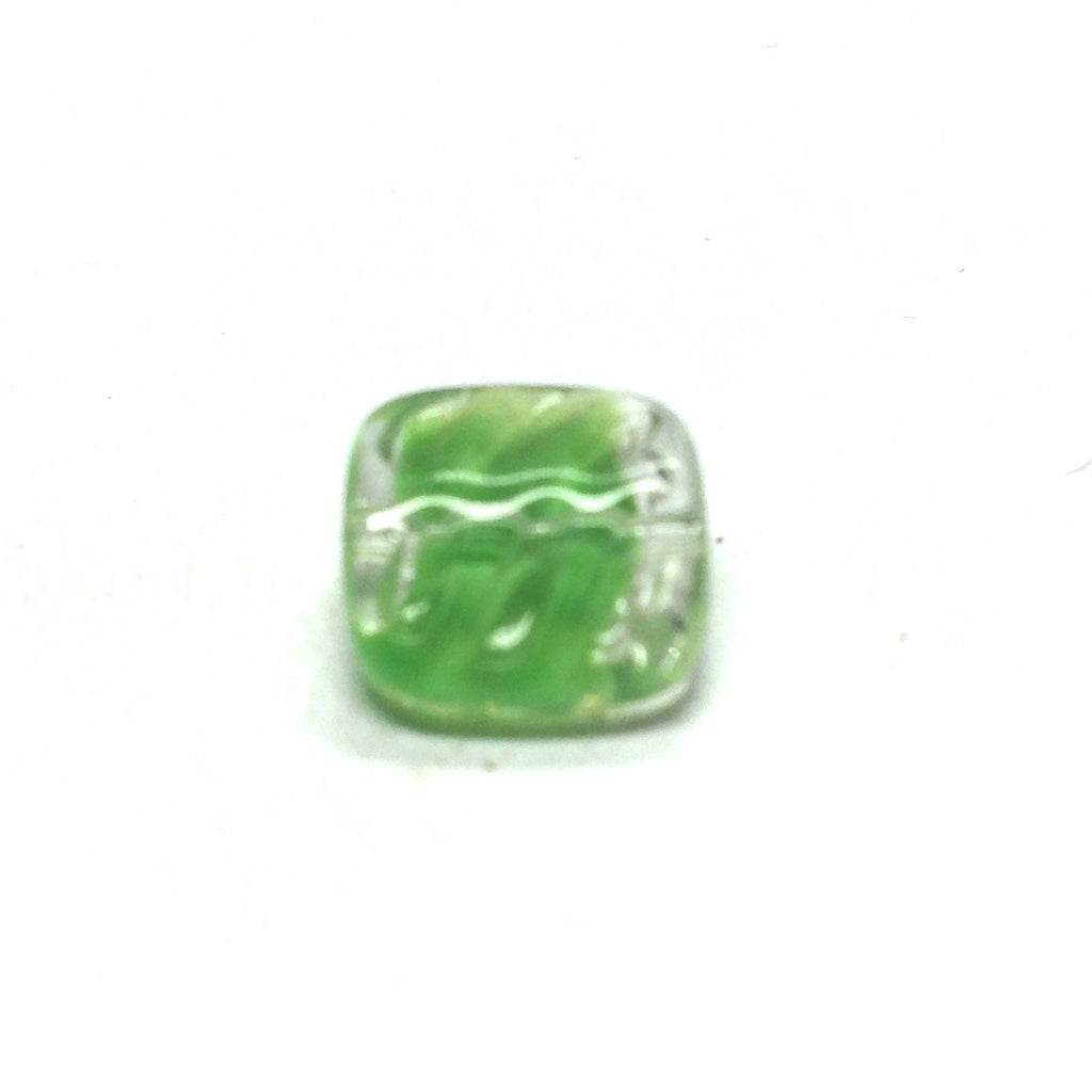 9MM Green Glass Square Bead (144 pieces)