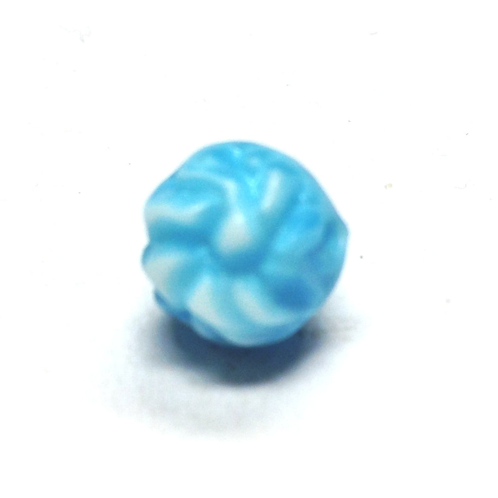 12MM Aqua/White Fancy Glass Bead (36 pieces)